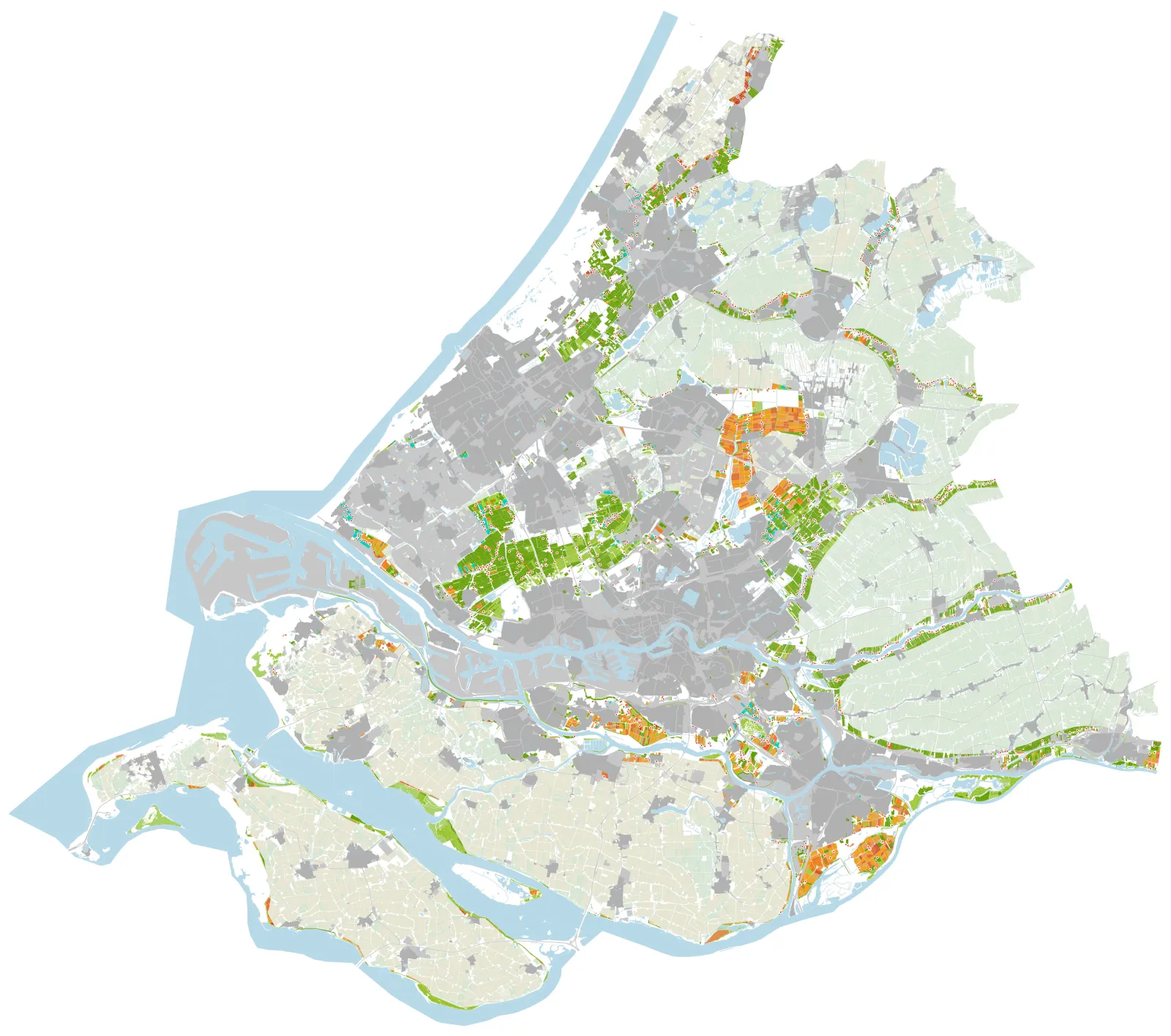 Een kaart van Zuid-Holland. 